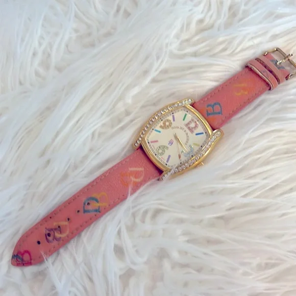 Dooney & Bourke Pink Strap Gold Dial Watch m_648fab369464f36b5f123262.jpg main image 2